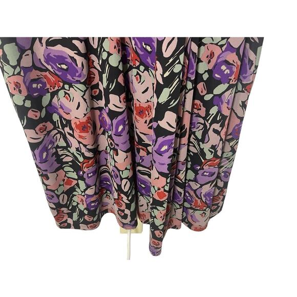 Lauren Ralph Lauren Womens Dress Black Label Surplice Fit Flare 16 Purple Floral - Picture 4 of 10